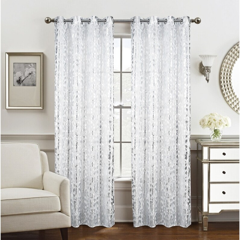 RT Designers Collection Allegra Ivory 80" X 84" Grommet Curtain Panel Pair... RT Designers Collection Allegra Ivory 80" X 84" Grommet Curtain Panel Pair...